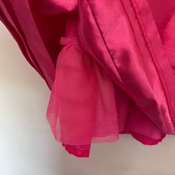 LILLY WICKET Party Girls Dress Sz 4 Hot Pink Rosette Pleats Sleeveless Tie Tulle - Picture 6 of 8